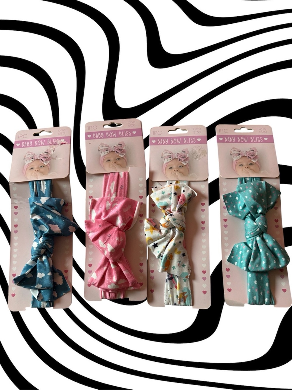 Baby Bow Bliss Headband Set - Blue, Pink, White, Teal